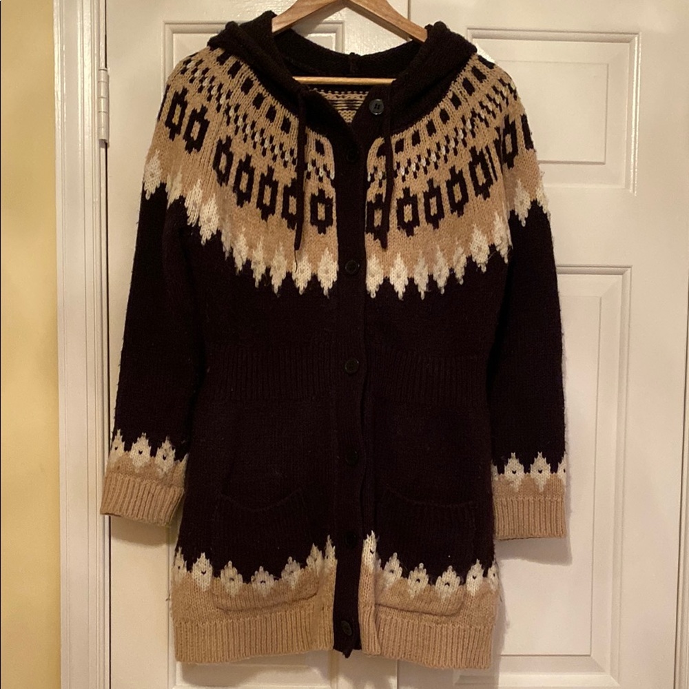 Fair Isle Long Woolen Sweater Coat